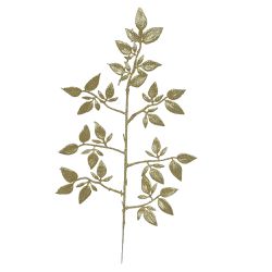 Galho Decorativo Dourado Brilho Folhas Mini 39cm -... - BARBIZAN DECORE