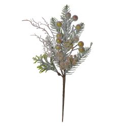 Galho Natalino Verde Berry Nevado 37cm - 38468 - BARBIZAN DECORE