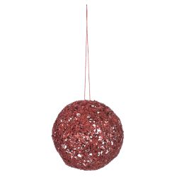 Jogo 2 Bolas De Natal Aramada Brilho Vermelho 10cm... - BARBIZAN DECORE