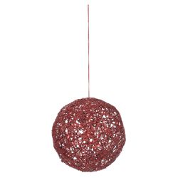 Jogo 2 Bolas De Natal Aramada Brilho Vermelho 12cm... - BARBIZAN DECORE