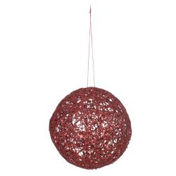 Jogo 2 Bolas De Natal Aramada Brilho Vermelho 15cm... - BARBIZAN DECORE