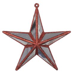 Enfeite Natal Estrela Pendurar Gliter Vermelha 14c... - BARBIZAN DECORE
