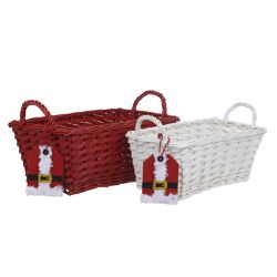 Conjunto 2 Cestas Decorativas Natal Vermelha e Bra... - BARBIZAN DECORE