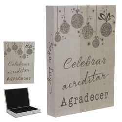 Caixa Livro Decorativa Natal Celebrar Bege - 38503 - BARBIZAN DECORE