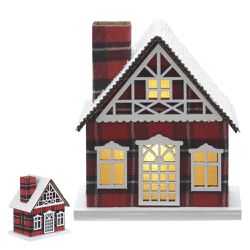 Enfeite Pendurar Casinha Xadrez Vermelho Branco Le... - BARBIZAN DECORE