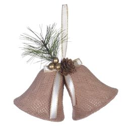 Enfeite Natal Pendurar Sino Decorado Bege 12cm - 3... - BARBIZAN DECORE