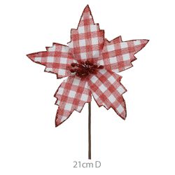 Flor Natalina Poinsetia Xadrez Vermelho Branco Gli... - BARBIZAN DECORE