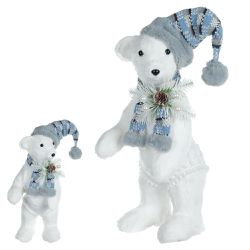 Urso Natal Em Pé Sisal Azul E Cinza 38cm Decoração... - BARBIZAN DECORE
