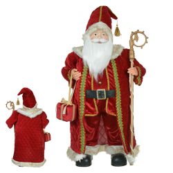 Papai Noel em Pé Veludo Vermelho com Cajado 30cm -... - BARBIZAN DECORE