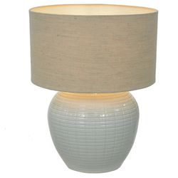 Abajur Decorativo Cerâmica Branco e Bege Bivolt 44... - BARBIZAN DECORE