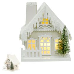 Casinha Natalina Rosa Claro Com Led Pinheiro Decor... - BARBIZAN DECORE