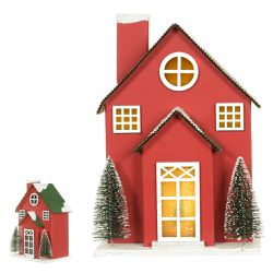 Casinha Decorativa Vermelha com Led e Pinheiro de ... - BARBIZAN DECORE