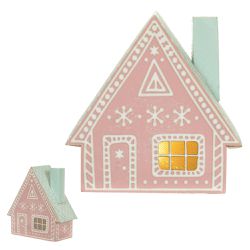 Casinha Natalina Candy Color com Led 13cm Rosa e A... - BARBIZAN DECORE
