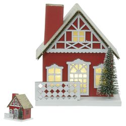 Casinha Natalina Vermelho Com Led Pinheiro Decoraç... - BARBIZAN DECORE