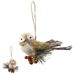 Pássaro Palha Decoração Natal Luxo 15cm Enfeite Pa... - BARBIZAN DECORE
