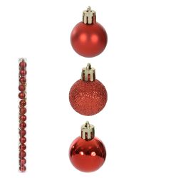 Jogo 15 Bolas de Natal Tubo Misto Vermelho 3cm - 4... - BARBIZAN DECORE