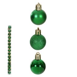 Jogo 15 Bolas de Natal Tubo Misto Verde 3cm - 4391 - BARBIZAN DECORE
