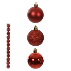 Jogo 12 Bolas de Natal Tubo Misto Vermelho 5cm - 4... - BARBIZAN DECORE
