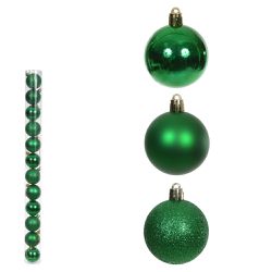 Jogo 12 Bolas de Natal Tubo Misto Verde 5cm - 4380 - BARBIZAN DECORE
