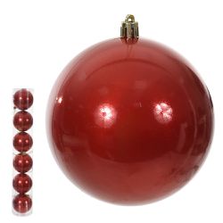 Jogo 6 Bolas de Natal Tubo Perolada Vermelho 8cm -... - BARBIZAN DECORE