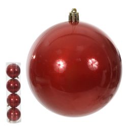 Jogo 4 Bolas de Natal Perolada Tubo Vermelho 10cm ... - BARBIZAN DECORE