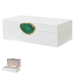 Caixa Decorativa Madeira com Tecido Bege 25cm - 42... - BARBIZAN DECORE