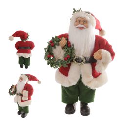 Papai Noel em Pé com Guirlanda 30cm Vermelho e Ver... - BARBIZAN DECORE