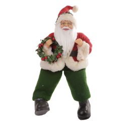 Papai Noel Sentado com Guirlanda 30cm Vermelho e V... - BARBIZAN DECORE