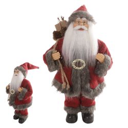 Papai Noel em Pé Saco Presentes 30cm Vermelho Cinz... - BARBIZAN DECORE