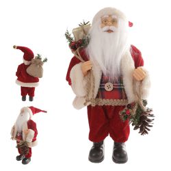 Papai Noel Em Pé Saco De Presente Vermelho Xadrez ... - BARBIZAN DECORE