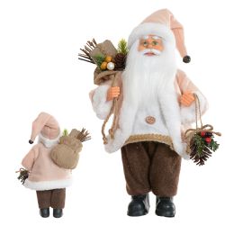 Papai Noel Em Pé Presente E Pinha Branco Marrom 30... - BARBIZAN DECORE