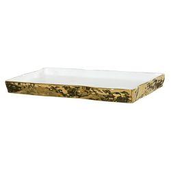 Bandeja Decorativa Porcelana Branco E Dourado 30cm... - BARBIZAN DECORE