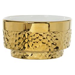Cachepot Decorativo Porcelana Dourado E Branco 20c... - BARBIZAN DECORE