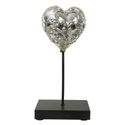 Escultura Decorativa Coração Prata 25cm - 43113 - BARBIZAN DECORE