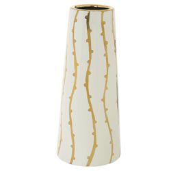 Vaso Decorativo em Cerâmica 28cm Branco e Dourado ... - BARBIZAN DECORE