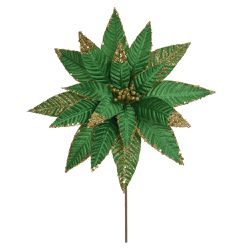 Flor Natalina Veludo Verde Glitter Dourado Luxo Fl... - BARBIZAN DECORE