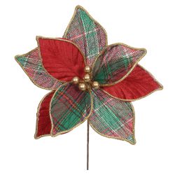  Flor De Natal Xadrez Aveludado Vermelho E Verde D... - BARBIZAN DECORE