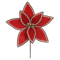 Flor De Natal Veludo Vermelho Detalhes Luxo Dourad... - BARBIZAN DECORE