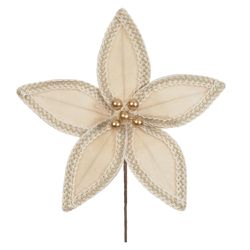 Flor Natalina Flor De Natal Aveludado Bege Com Dou... - BARBIZAN DECORE