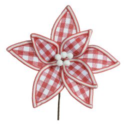 Flor Natalina Costura Bico De Papagaio Xadrez Verm... - BARBIZAN DECORE