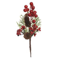 Galho Natalino Pick Berry Vermelho Pinha Pequeno 2... - BARBIZAN DECORE