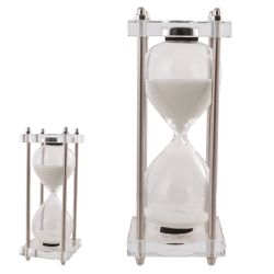 Ampulheta Decorativa Prata Em Vidro 15 Minutos Bra... - BARBIZAN DECORE