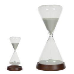 Ampulheta Decorativa Em Vidro Base Madeira 30 Minu... - BARBIZAN DECORE