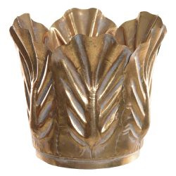 Vaso Decorativo Em Metal Bronze Flor Decoração 21c... - BARBIZAN DECORE