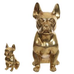 Escultura Decorativa Cachorro Sentado Dourado Bull... - BARBIZAN DECORE