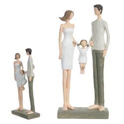 Escultura Família Decorativa Pai Mãe E 1 Filha Men... - BARBIZAN DECORE