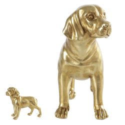 Escultura Decorativa Cachorro Poliresina Dourado 1... - BARBIZAN DECORE