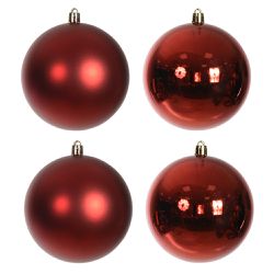Jogo 4 Bolas De Natal Perolada E Fosca Tubo Vermel... - BARBIZAN DECORE
