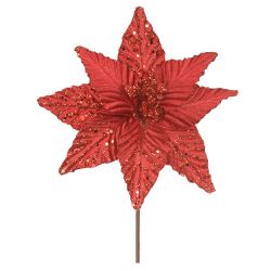 Flor De Natal Veludo Vermelho Brilho Luxo Natal - ... - BARBIZAN DECORE