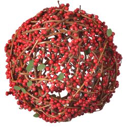 Jogo 2 Bolas De Natal Aramada Com Mini Berry Verme... - BARBIZAN DECORE
